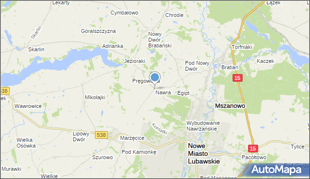 mapa Nawra, Nawra gmina Nowe Miasto Lubawskie na mapie Targeo